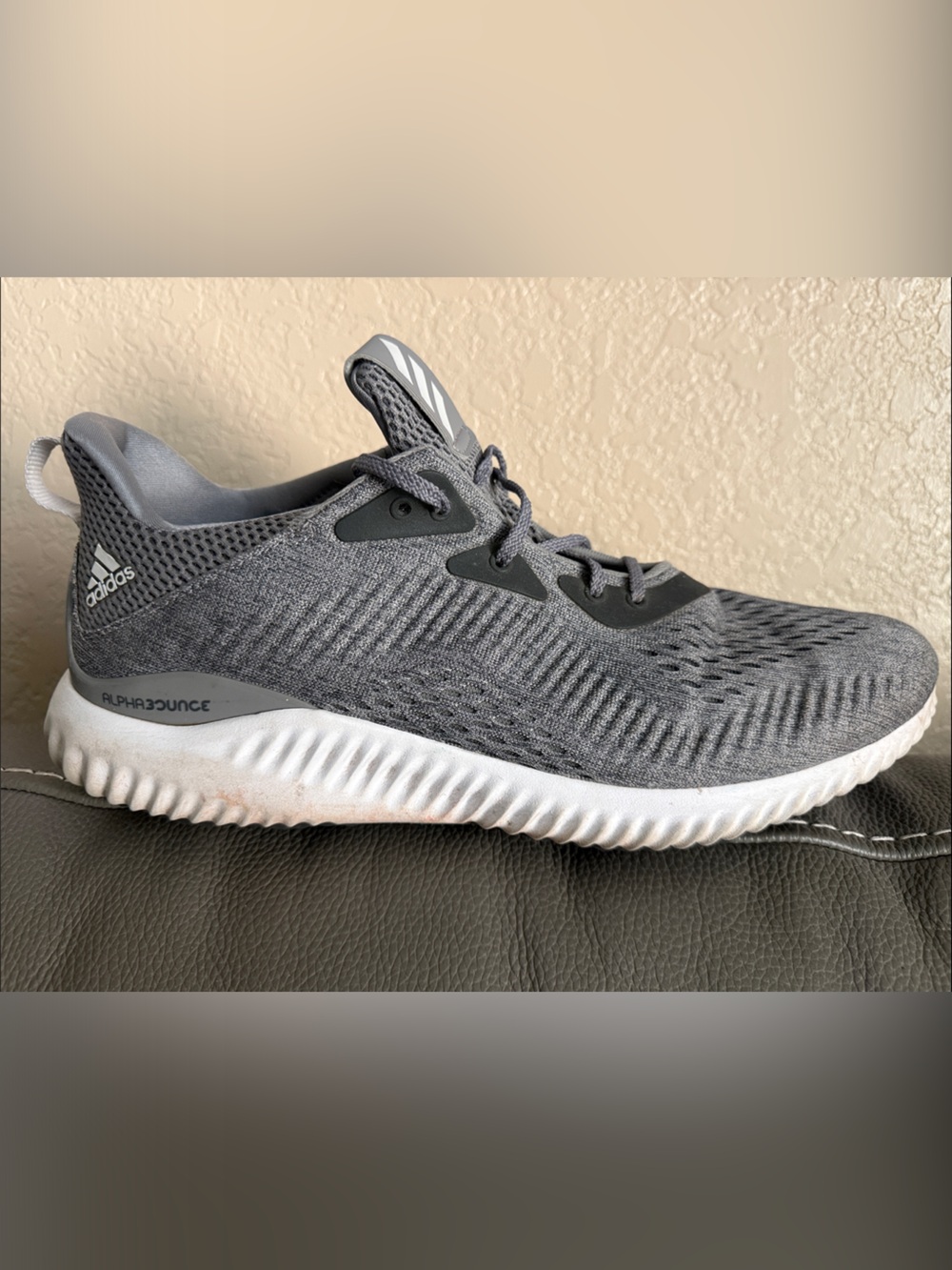 adidas Grey and White AlphaBounce Trainer